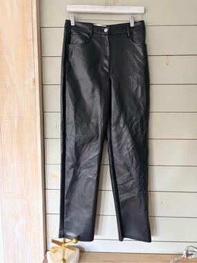 Wilfred The Melina Vegan Leather Pants Size 8 Black Straight Leg
